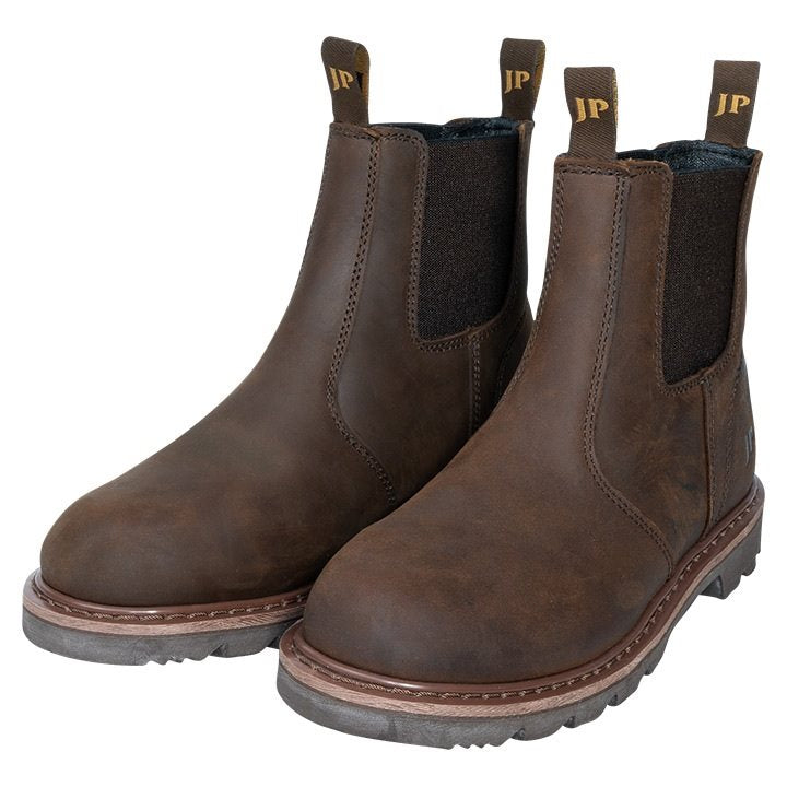 Botas SHIRES DEALER de cuero marrón con paneles laterales elásticos y suela resistente a aceites