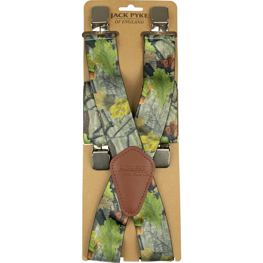 Tirantes para pantalones con camuflaje de bosque, 4 clips, 5 cm de ancho