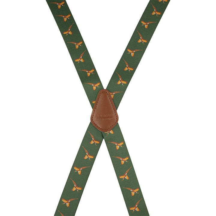 Tirantes para pantalones con diseño de faisán, 4 clips, 5 cm de ancho, longitud ajustable 70-115 cm