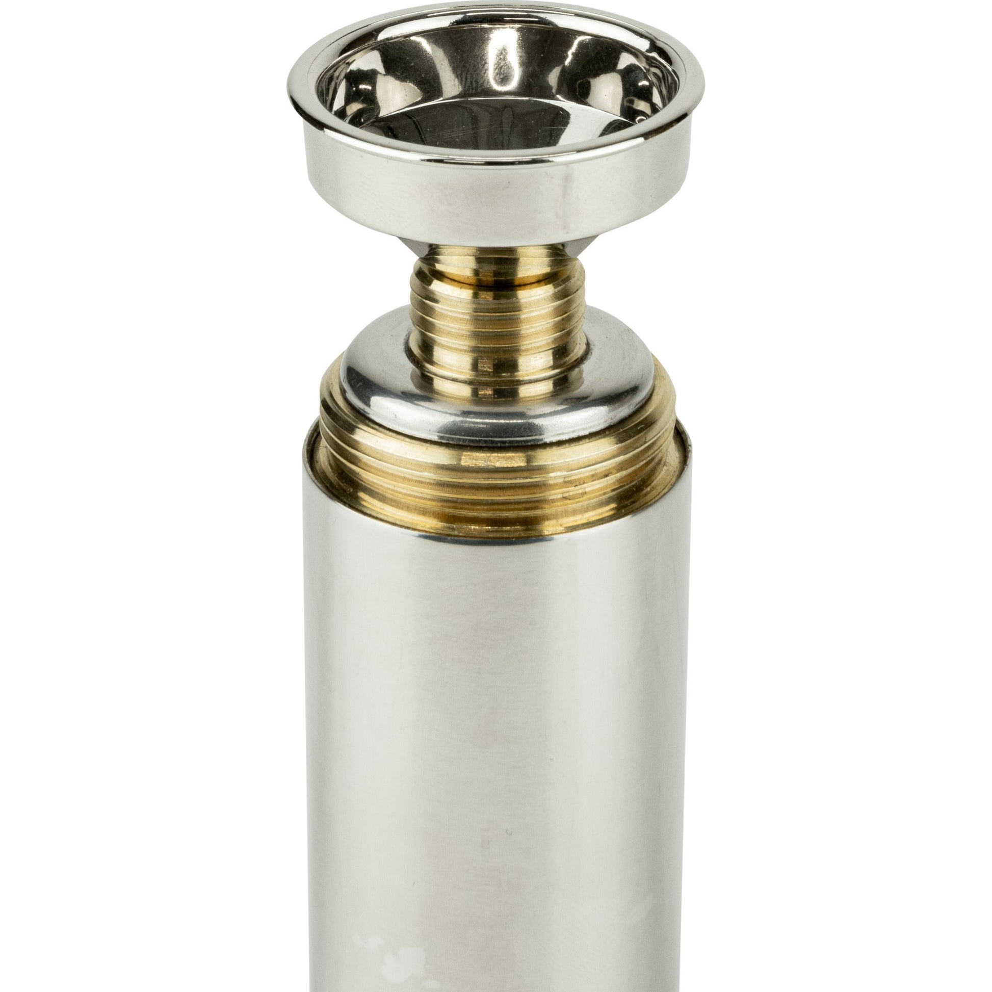 Petaca PATRONA brillante 80 ml de acero inoxidable con embudo en estuche