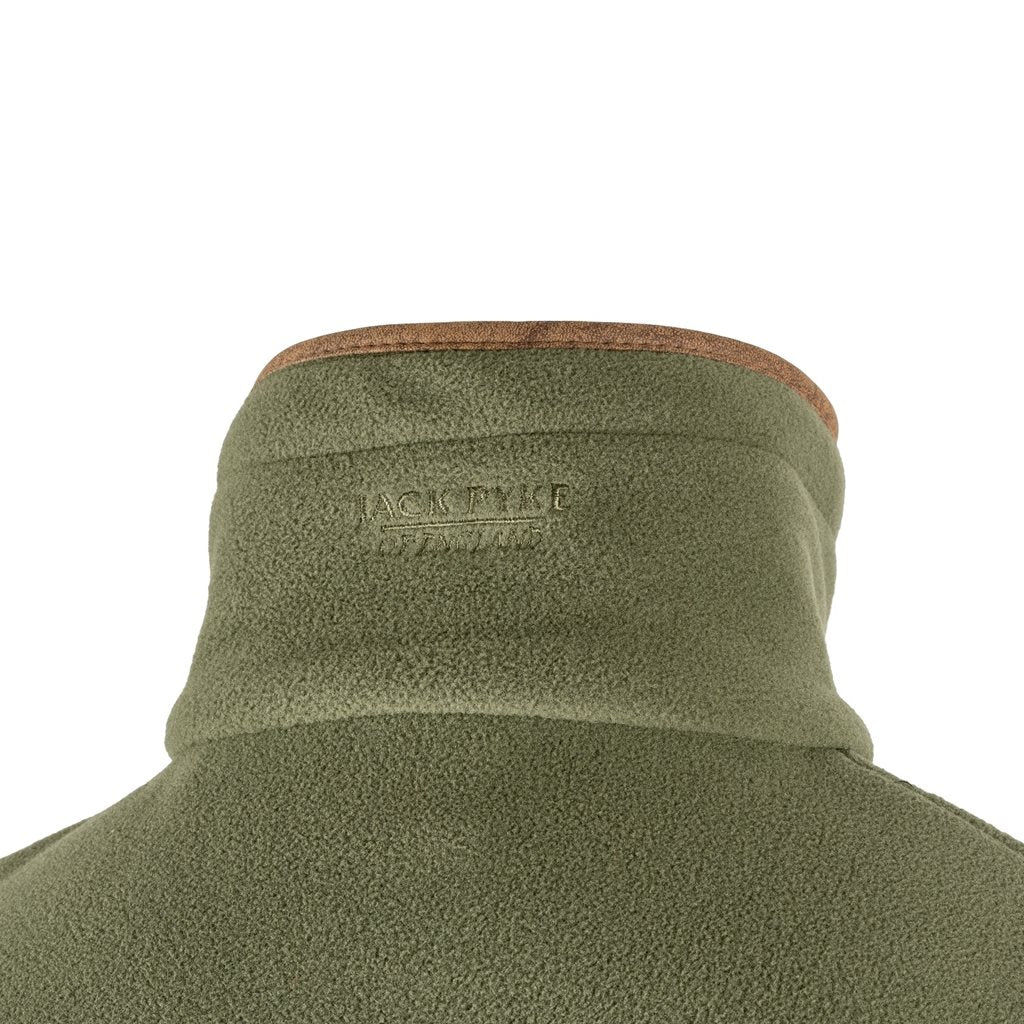 Chaleco COUNTRYMAN verde de fleece térmico 300 g con ribete de nubuck y cremalleras