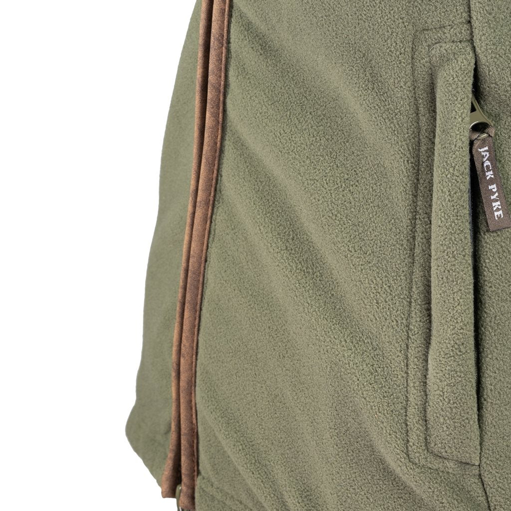 Chaleco COUNTRYMAN verde de fleece térmico 300 g con ribete de nubuck y cremalleras