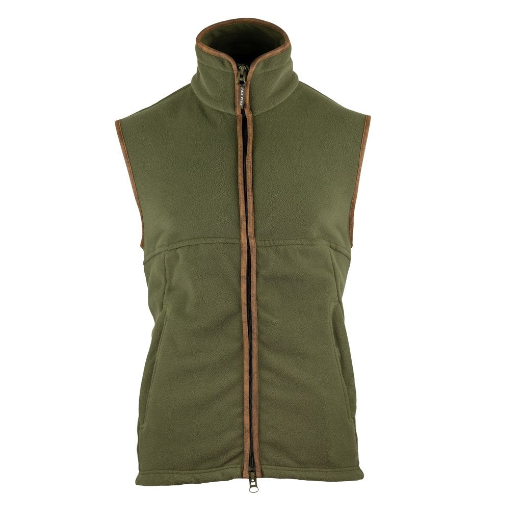 Chaleco COUNTRYMAN verde de fleece térmico 300 g con ribete de nubuck y cremalleras
