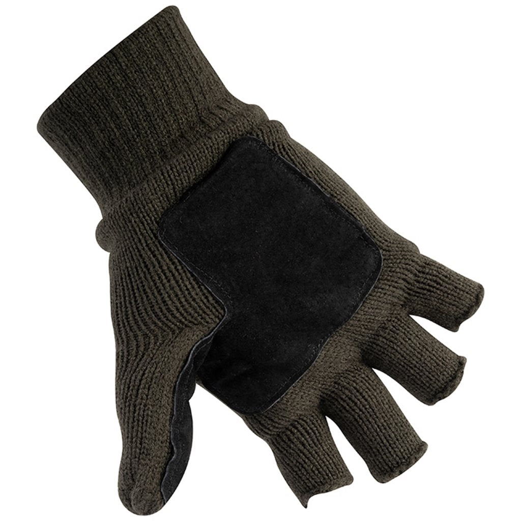 Guantes sin dedos SHOOTERS verdes con refuerzo de ante en la palma y forro 3M Thinsulate
