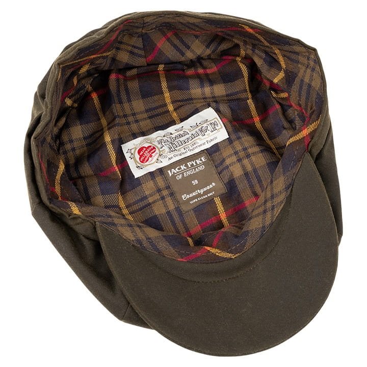 Gorra Baker Boy con visera, exterior de algodón encerado y forro tartán