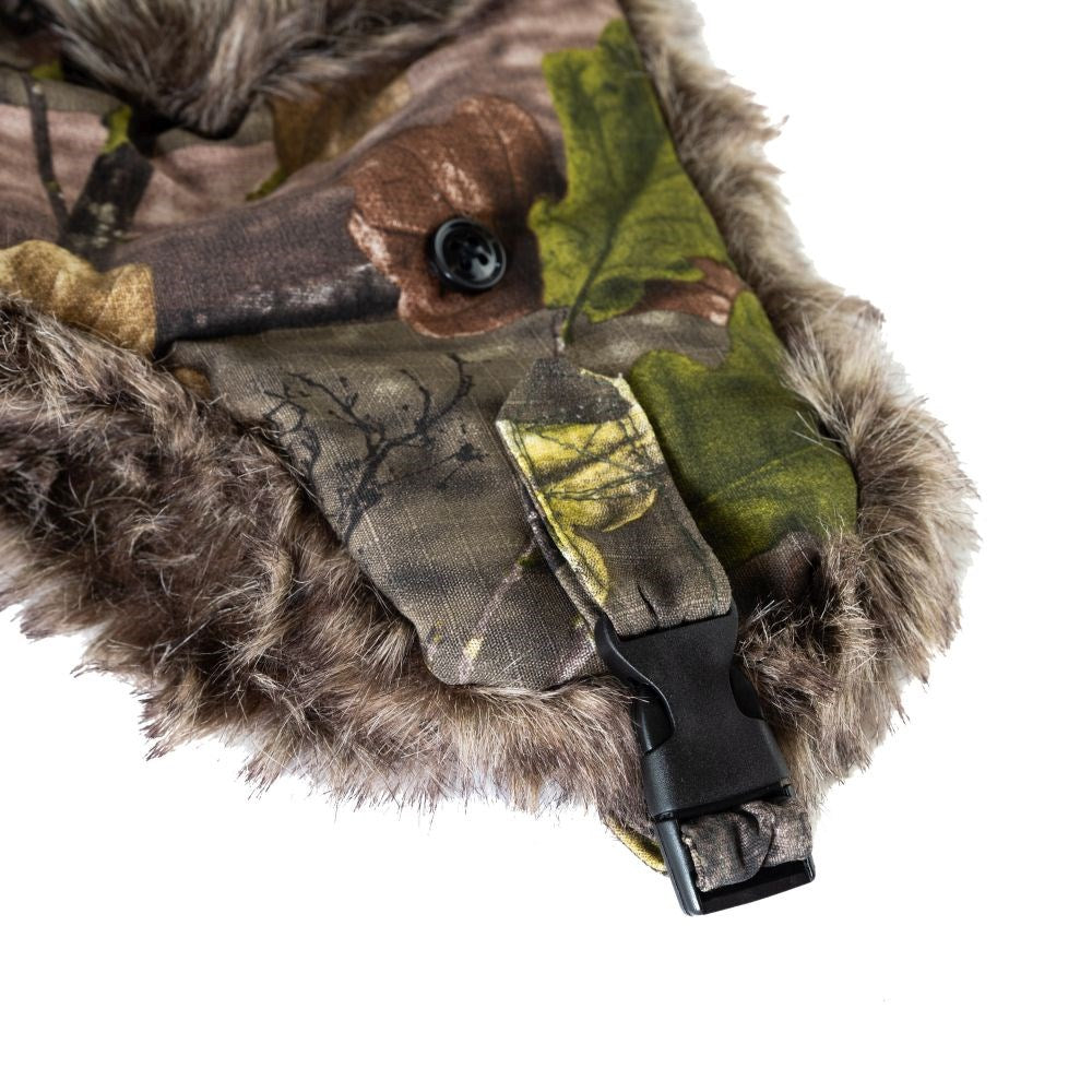 Gorro Ushanka TUNDRA acolchado con orejeras, rip-stop 100% algodón y camuflaje 3D EVO