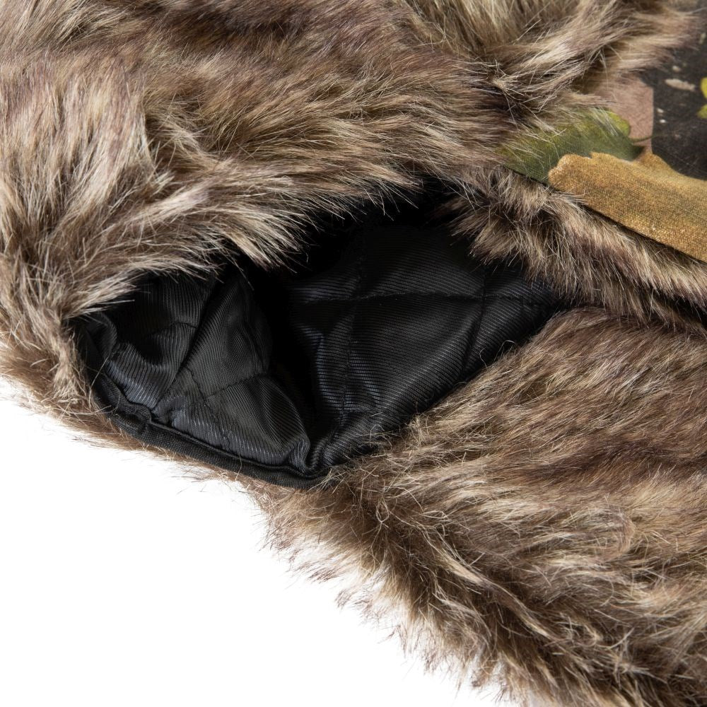 Gorro Ushanka TUNDRA acolchado con orejeras, rip-stop 100% algodón y camuflaje 3D EVO