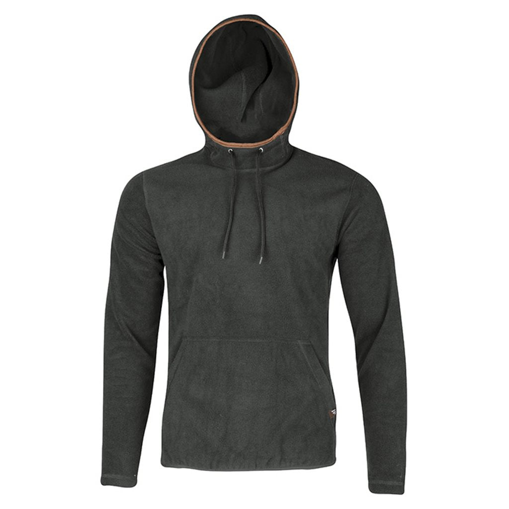 Sudadera con capucha COUNTRY fleece gris Charcoal, forro polar 250 g/m², bolsillo canguro y ribete nubuck
