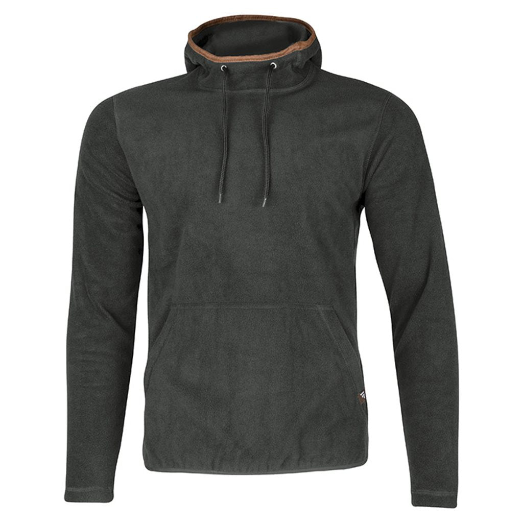 Sudadera con capucha COUNTRY fleece gris Charcoal, forro polar 250 g/m², bolsillo canguro y ribete nubuck