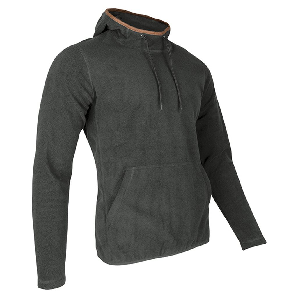 Sudadera con capucha COUNTRY fleece gris Charcoal, forro polar 250 g/m², bolsillo canguro y ribete nubuck