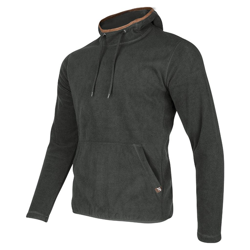 Sudadera con capucha COUNTRY fleece gris Charcoal, forro polar 250 g/m², bolsillo canguro y ribete nubuck