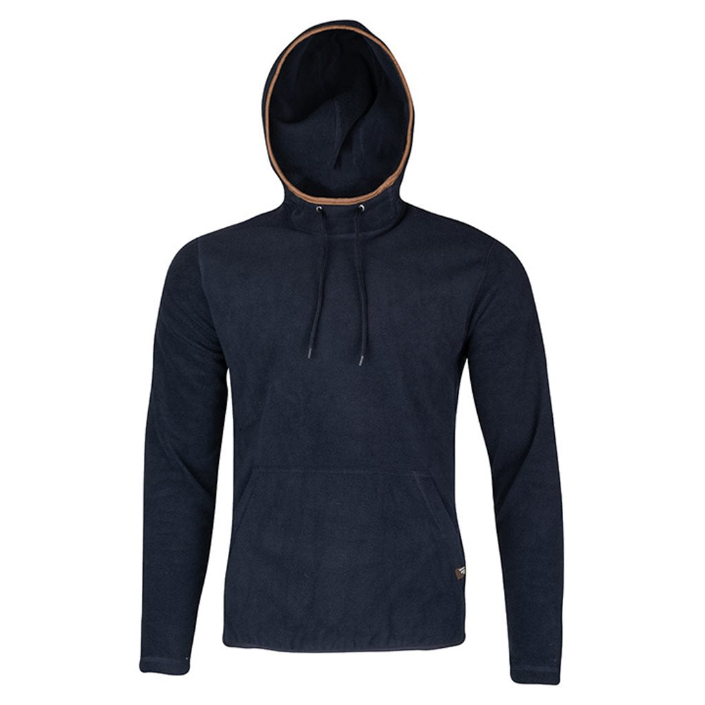 Sudadera con capucha COUNTRY azul marino, felpa 250 g/m2, bolsillo canguro y ribete nubuck