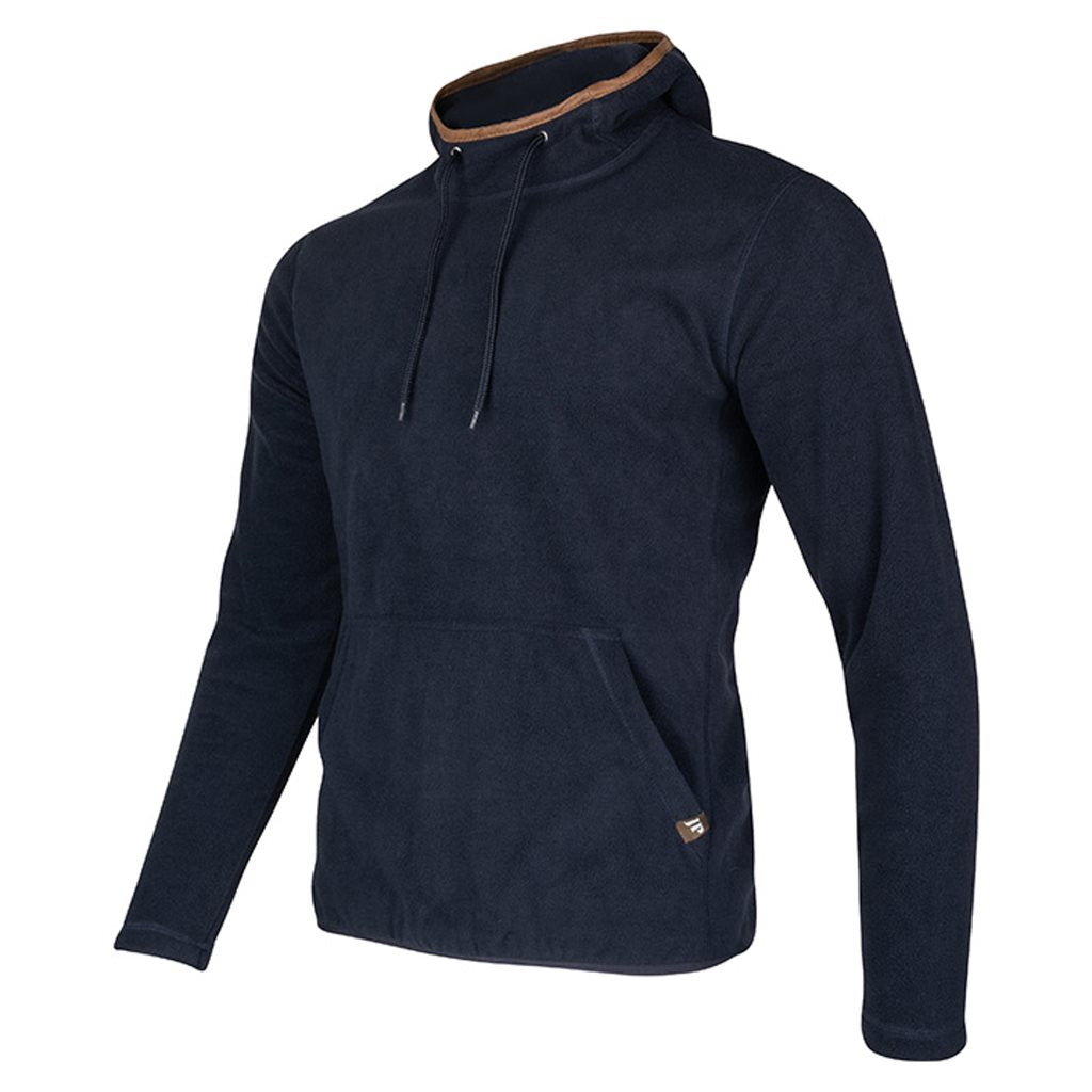 Sudadera con capucha COUNTRY azul marino, felpa 250 g/m2, bolsillo canguro y ribete nubuck
