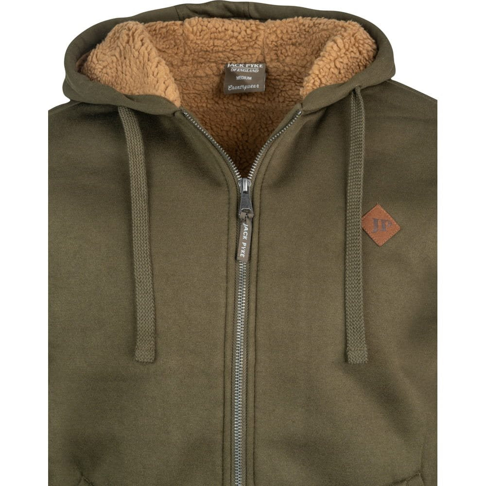 Sudadera con capucha JACK PYKE Yakka verde con forro sherpa y cremallera