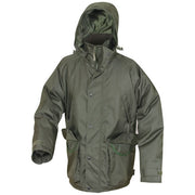 Chaqueta impermeable Countryman verde con capucha oculta, cremallera doble y varios bolsillos, exterior 100% poliéster