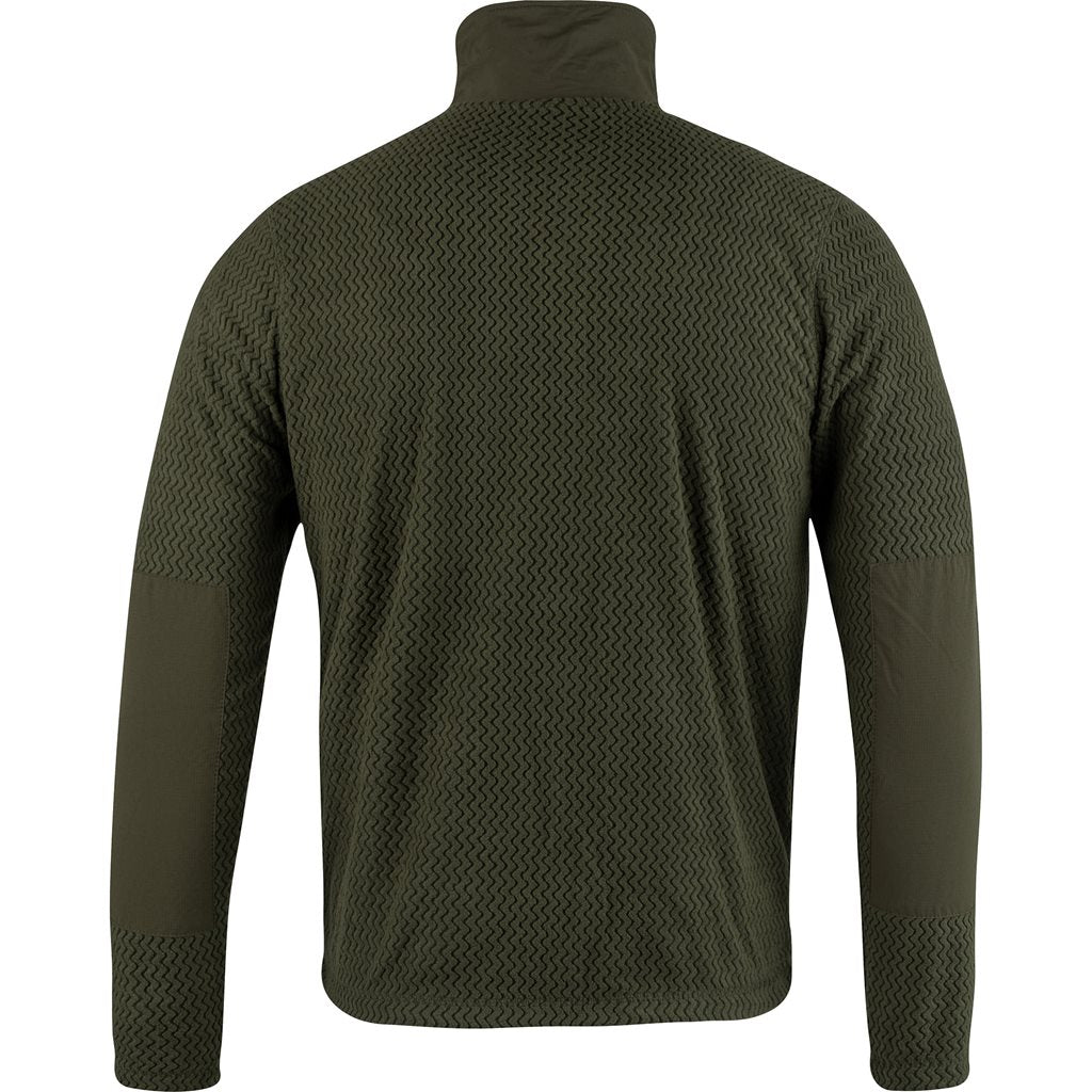 Sudadera fleece verde ligera con cremallera y tres bolsillos, 100% poliester