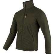 Sudadera fleece verde ligera con cremallera y tres bolsillos, 100% poliester