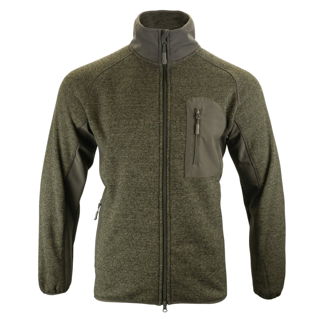 Sudadera WEARDALE verde Jack Pyke en fleece con paneles softshell, cremallera y tres bolsillos