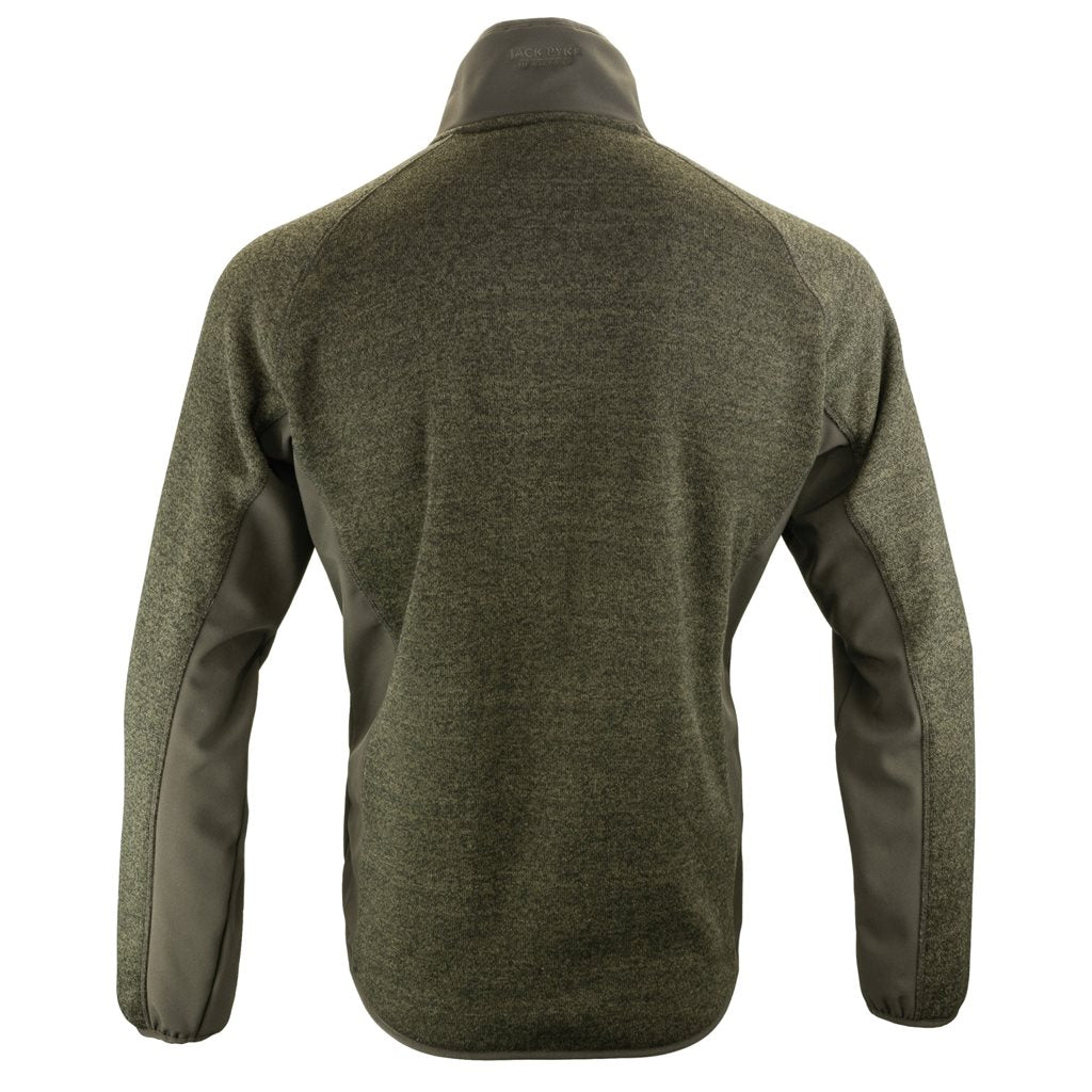 Sudadera WEARDALE verde Jack Pyke en fleece con paneles softshell, cremallera y tres bolsillos