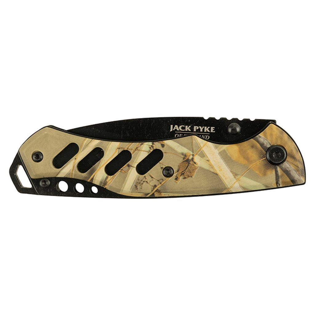 Navaja plegable de caza SPORTER 3" con hoja lisa y negra, con funda