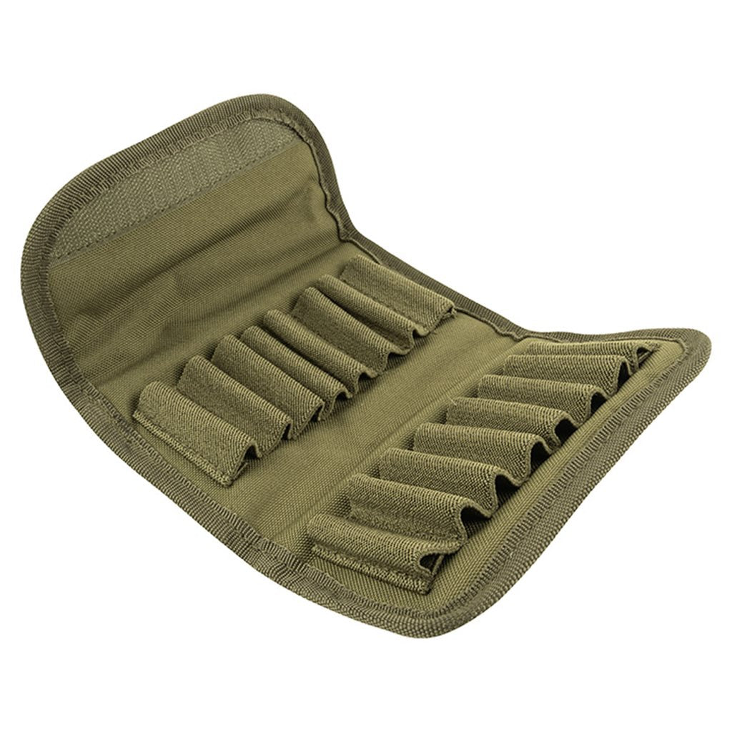 Funda porta cartuchos negra para 16 cartuchos con 16 gomas interiores y pasadores para cinturón