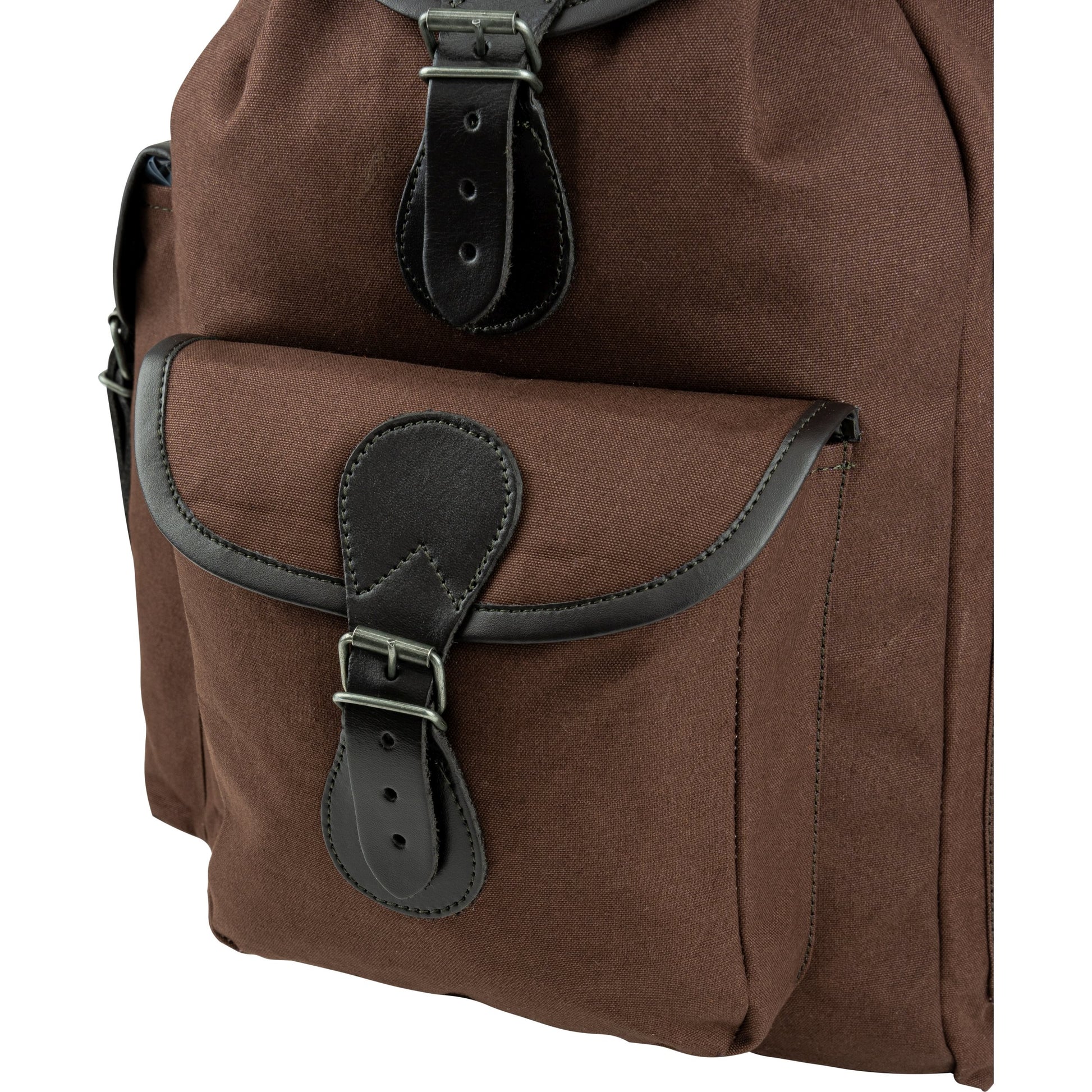 Mochila TRIP de lona marrón con detalles de cuero, 20 L