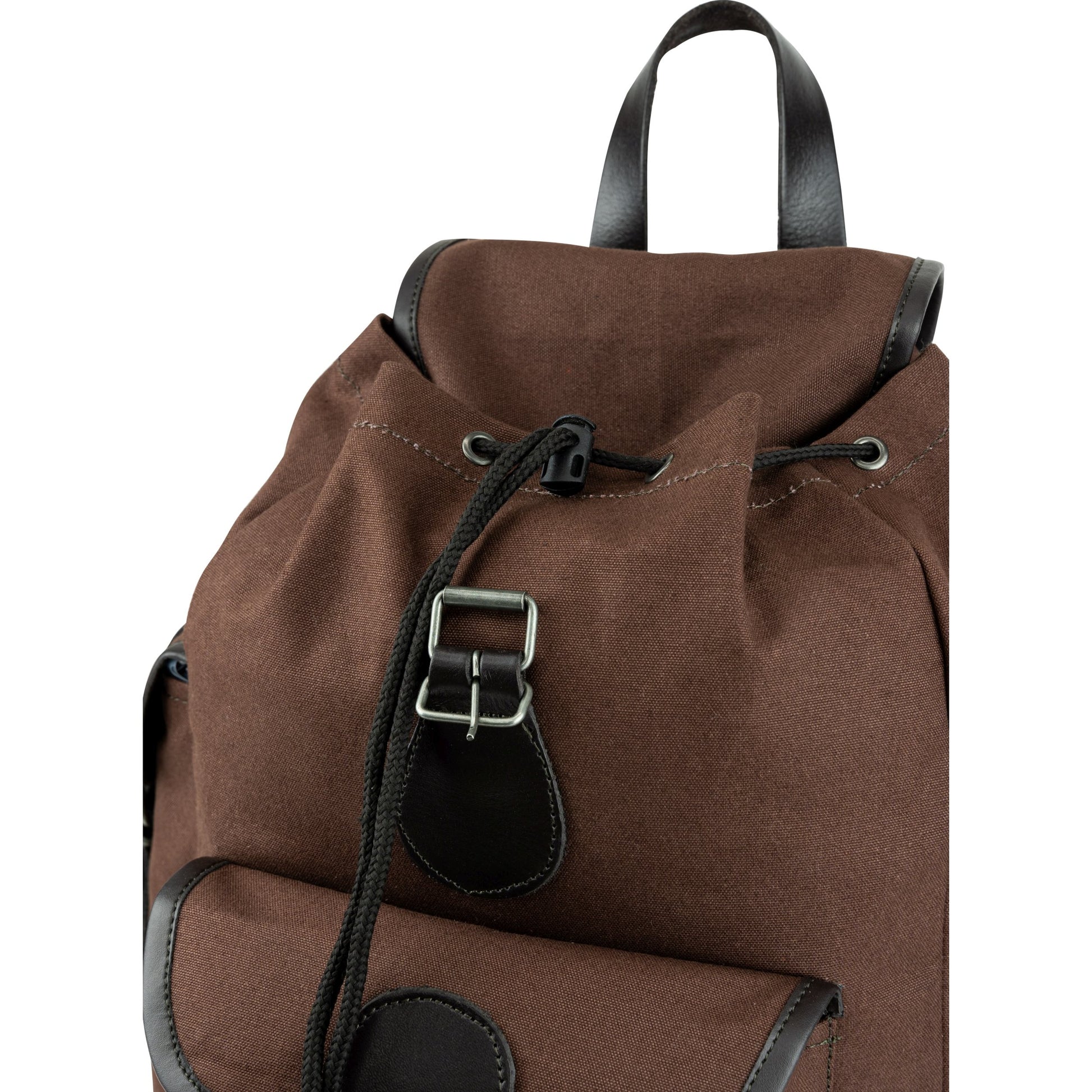 Mochila TRIP de lona marrón con detalles de cuero, 20 L
