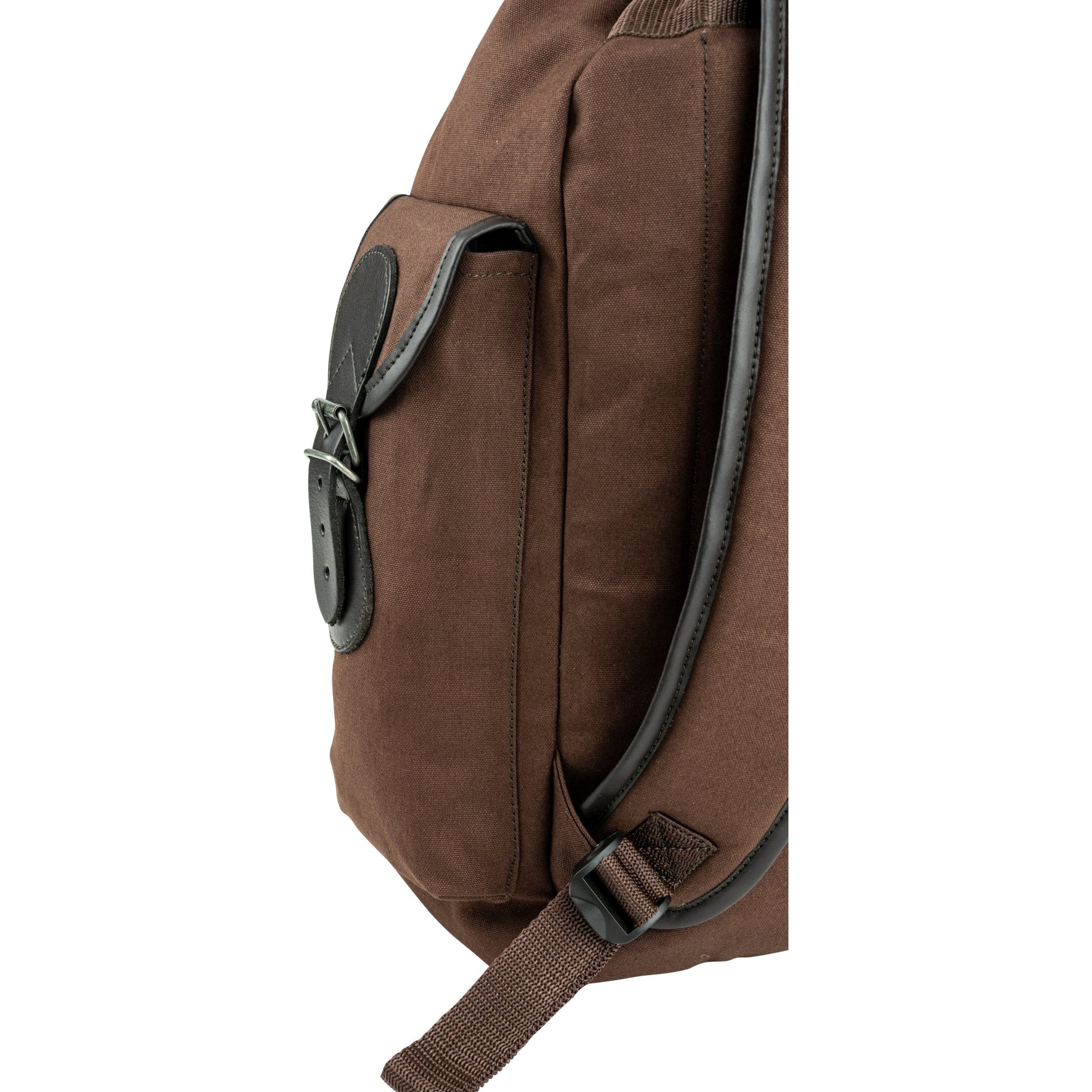 Mochila TRIP de lona marrón con detalles de cuero, 20 L