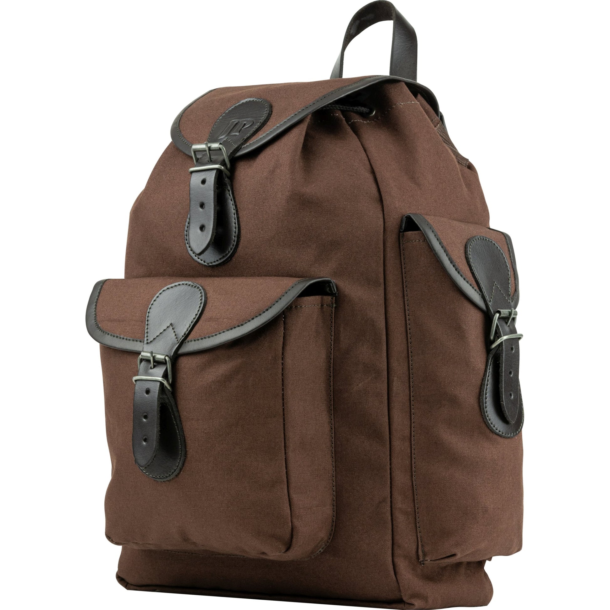 Mochila TRIP de lona marrón con detalles de cuero, 20 L
