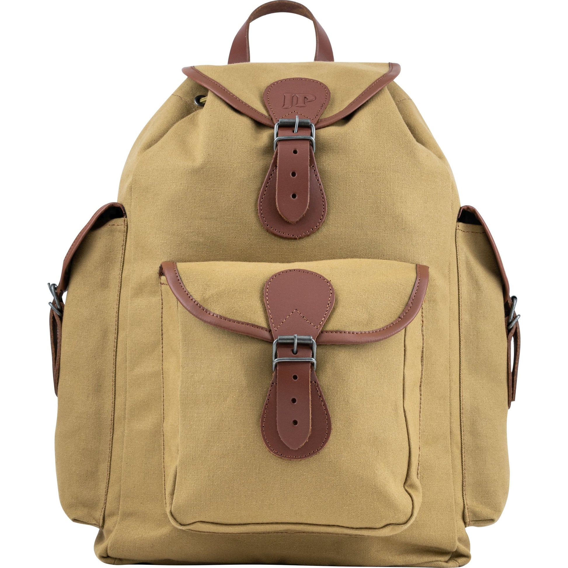 Mochila TRIP de lona marrón con detalles de cuero, 20 L