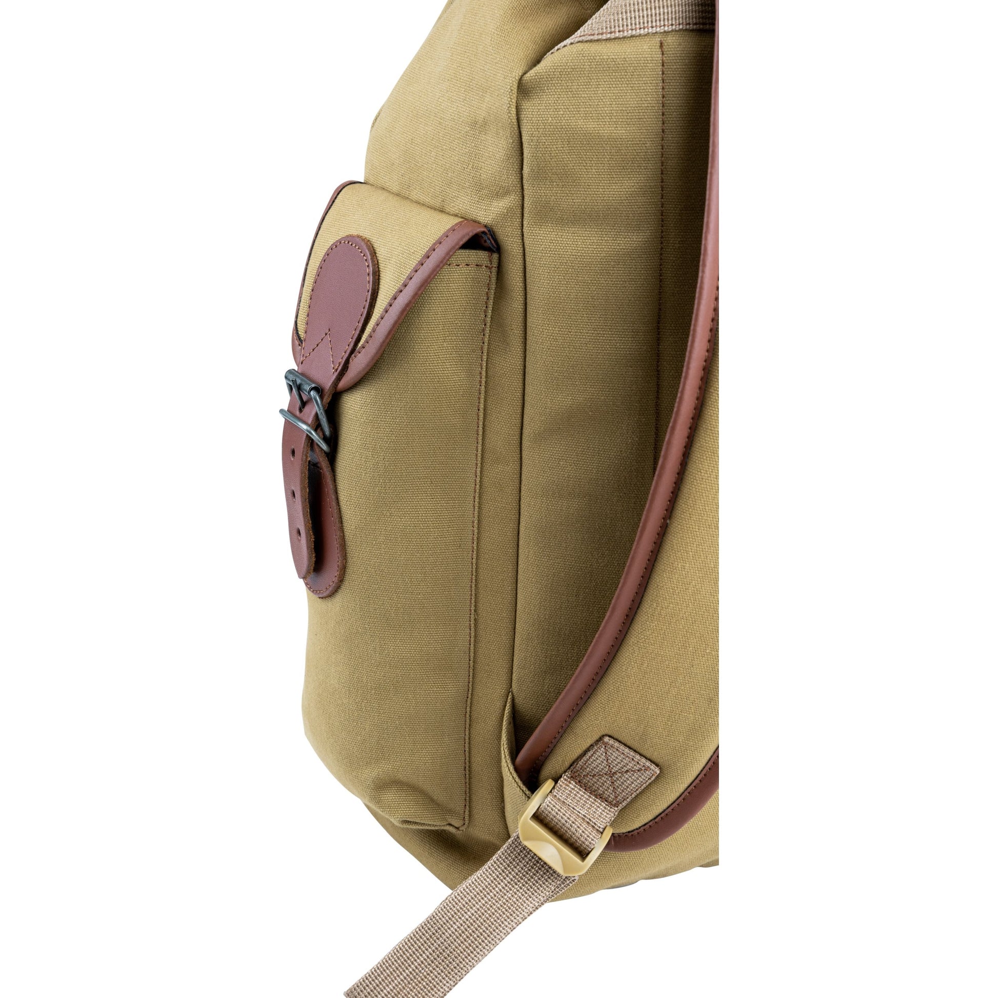 Mochila TRIP de lona marrón con detalles de cuero, 20 L