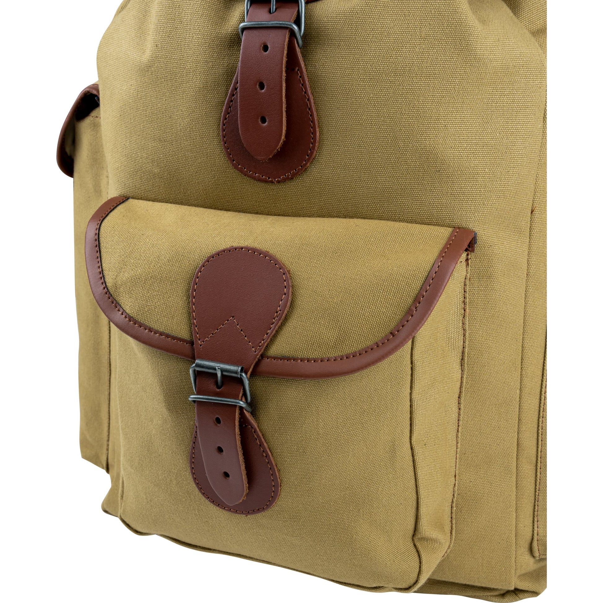 Mochila TRIP de lona marrón con detalles de cuero, 20 L