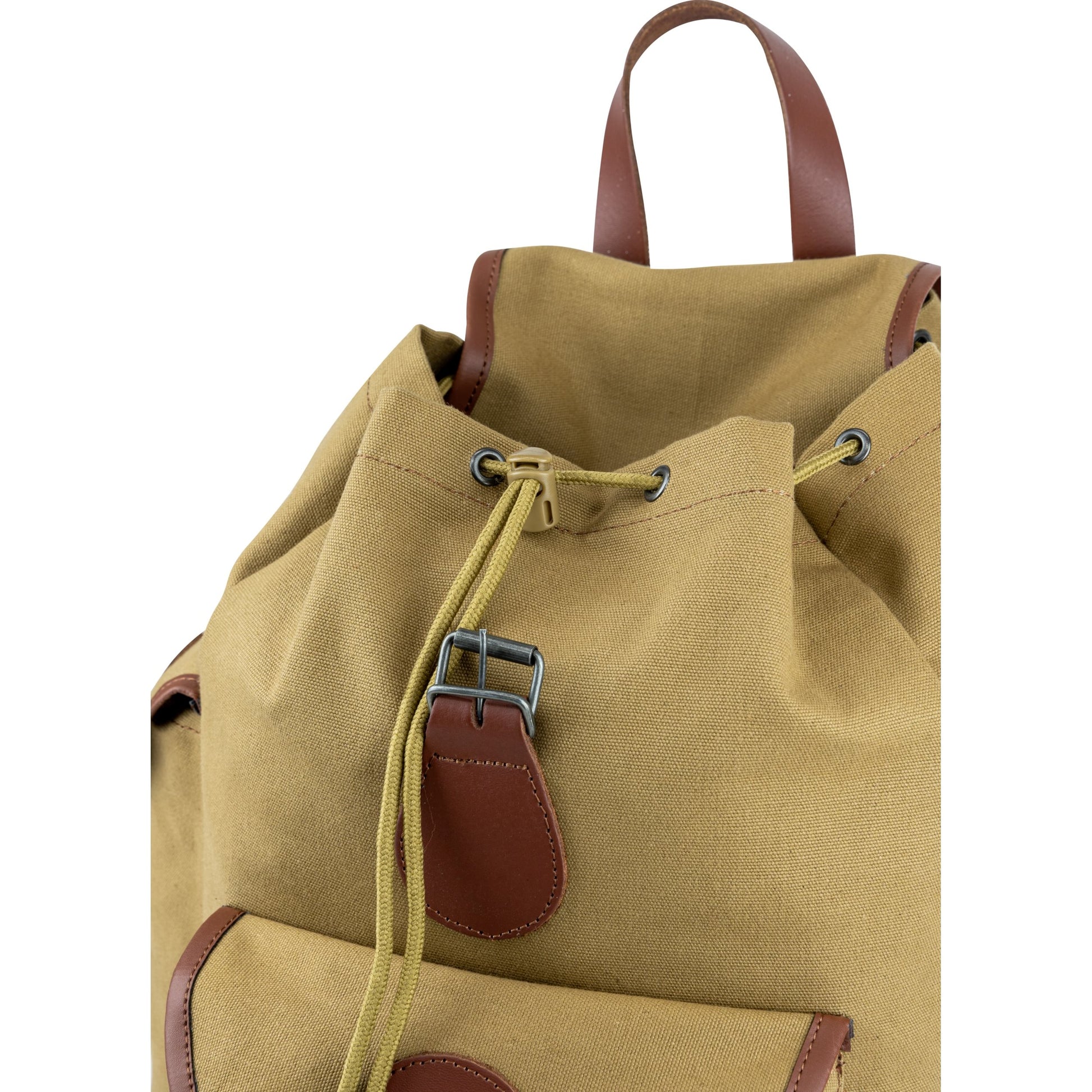 Mochila TRIP de lona marrón con detalles de cuero, 20 L