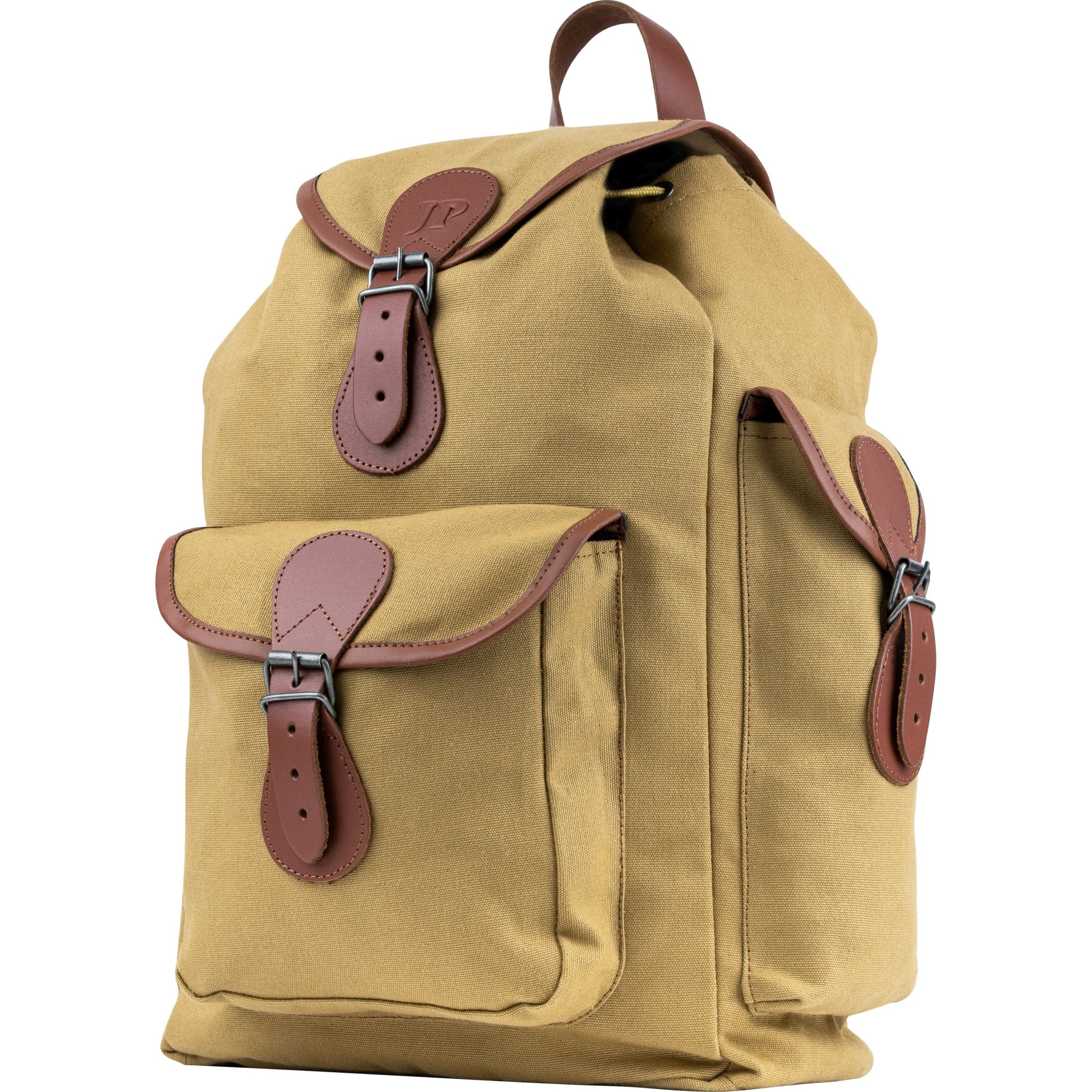 Mochila TRIP de lona marrón con detalles de cuero, 20 L