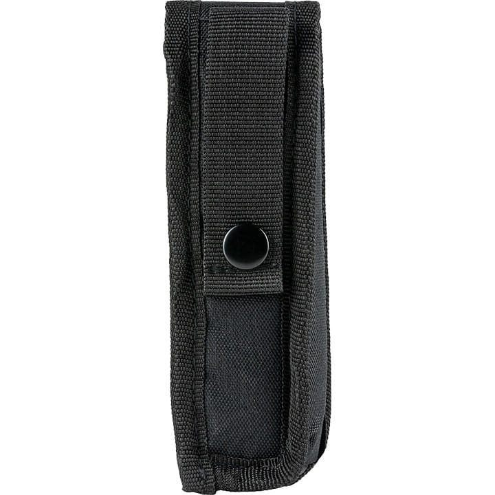 Funda negra para cierre de arma, fijación al cinturón, cierre de velcro. 16 x 5 x 4 cm