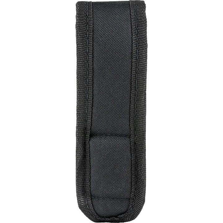 Funda negra para cierre de arma, fijación al cinturón, cierre de velcro. 16 x 5 x 4 cm