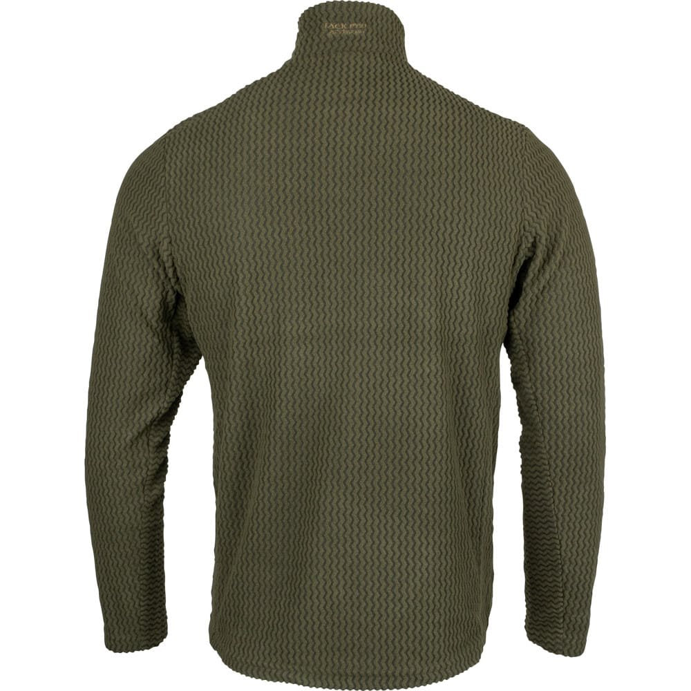 Pulóver ligero verde en poliéster fleece con patrón en Z, gramaje 160 g/m²