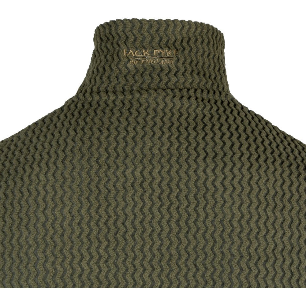 Pulóver ligero verde en poliéster fleece con patrón en Z, gramaje 160 g/m²