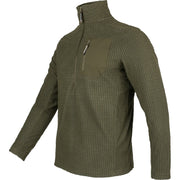 Pulóver ligero verde en poliéster fleece con patrón en Z, gramaje 160 g/m²