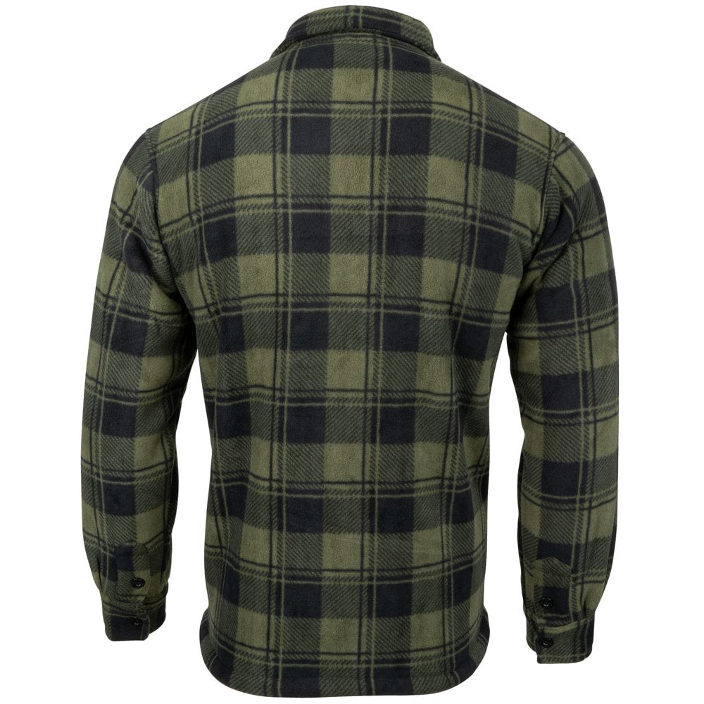 Camisa TUNDRA acolchada verde de cuadros con forro polar y cremallera central
