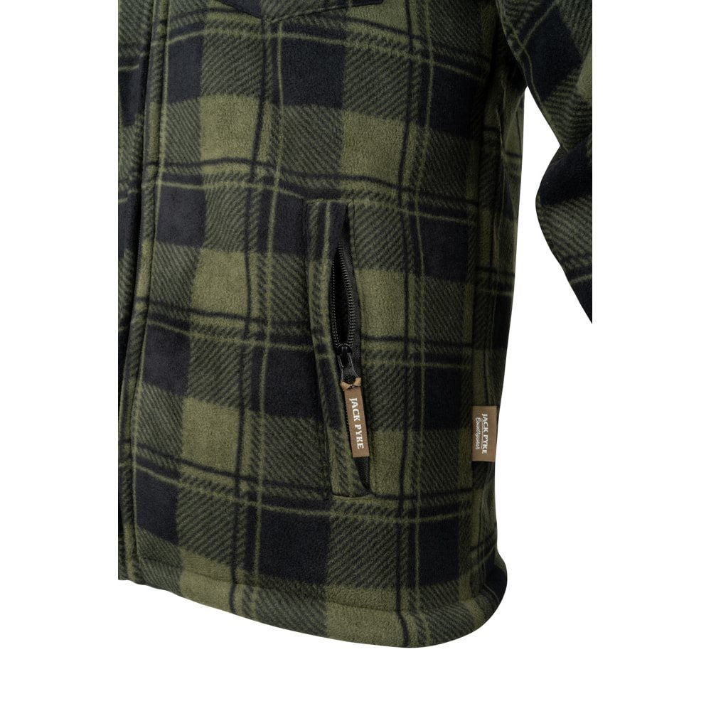Camisa TUNDRA acolchada verde de cuadros con forro polar y cremallera central