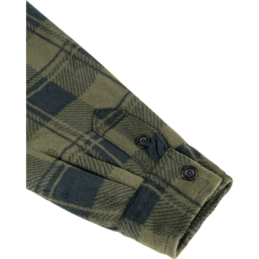 Camisa TUNDRA acolchada verde de cuadros con forro polar y cremallera central