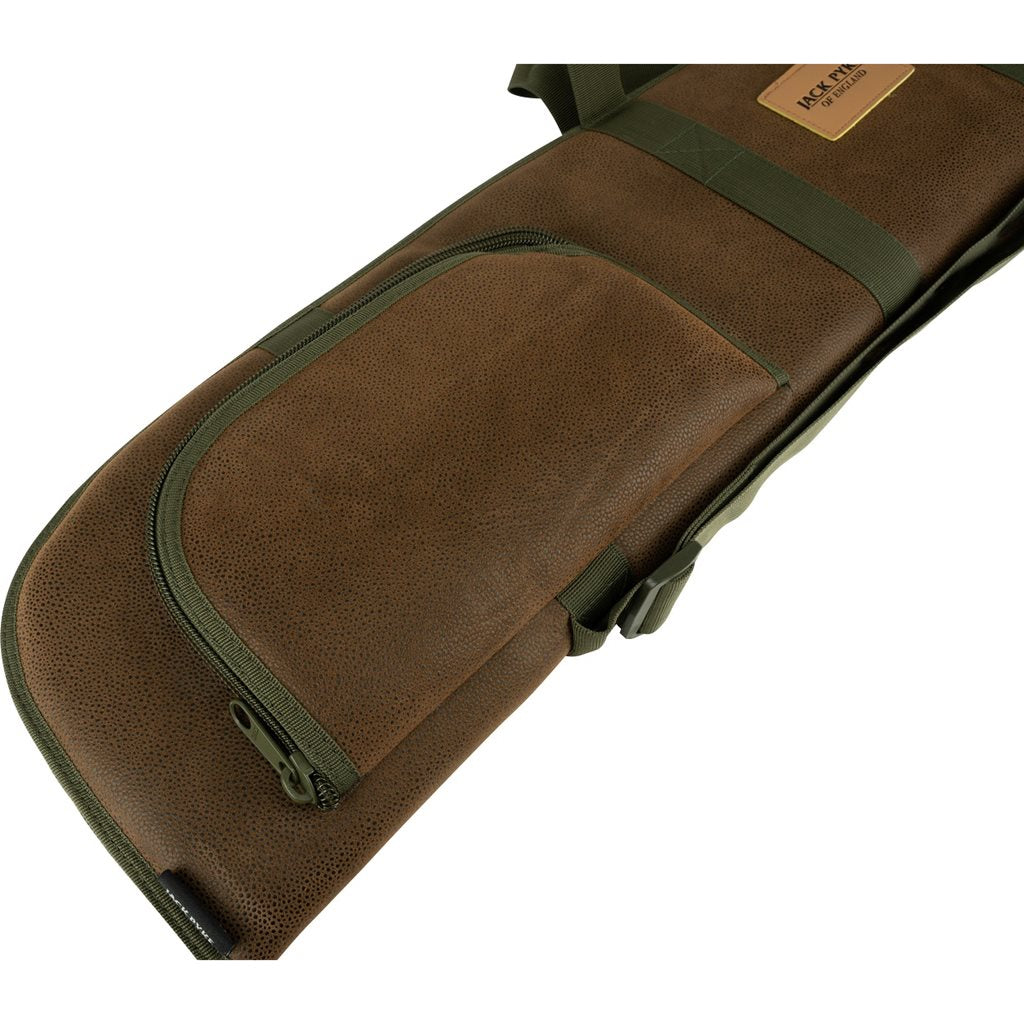 Funda para escopeta SHOTGUN Duotex verde con asa y detalles en cuero