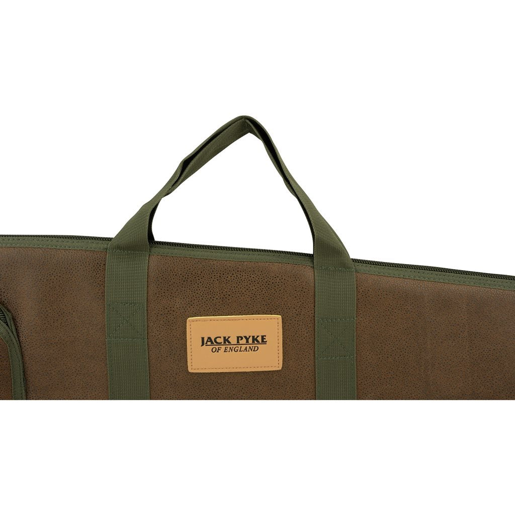Funda para escopeta SHOTGUN Duotex verde con asa y detalles en cuero