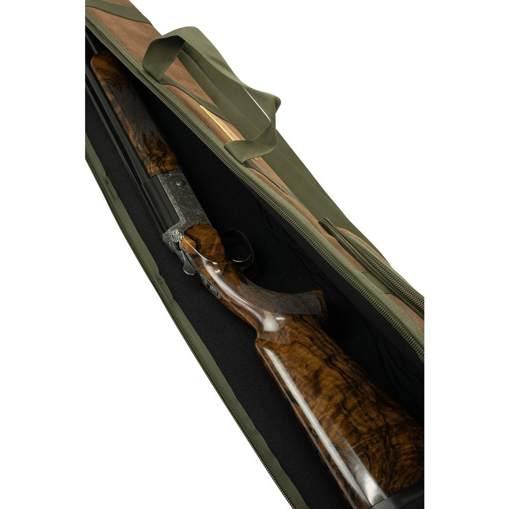 Funda para escopeta SHOTGUN Duotex verde con asa y detalles en cuero