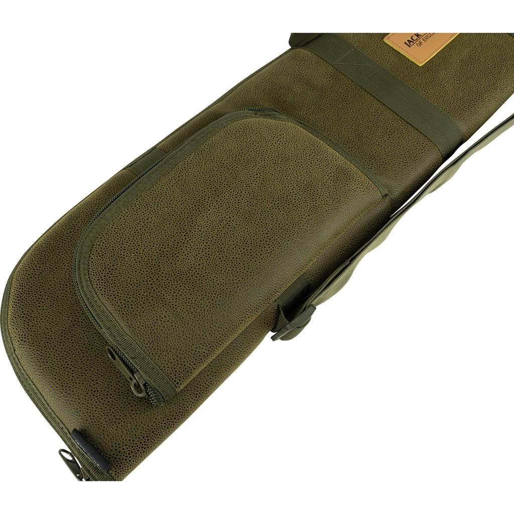 Funda para escopeta SHOTGUN Duotex verde con asa y detalles en cuero
