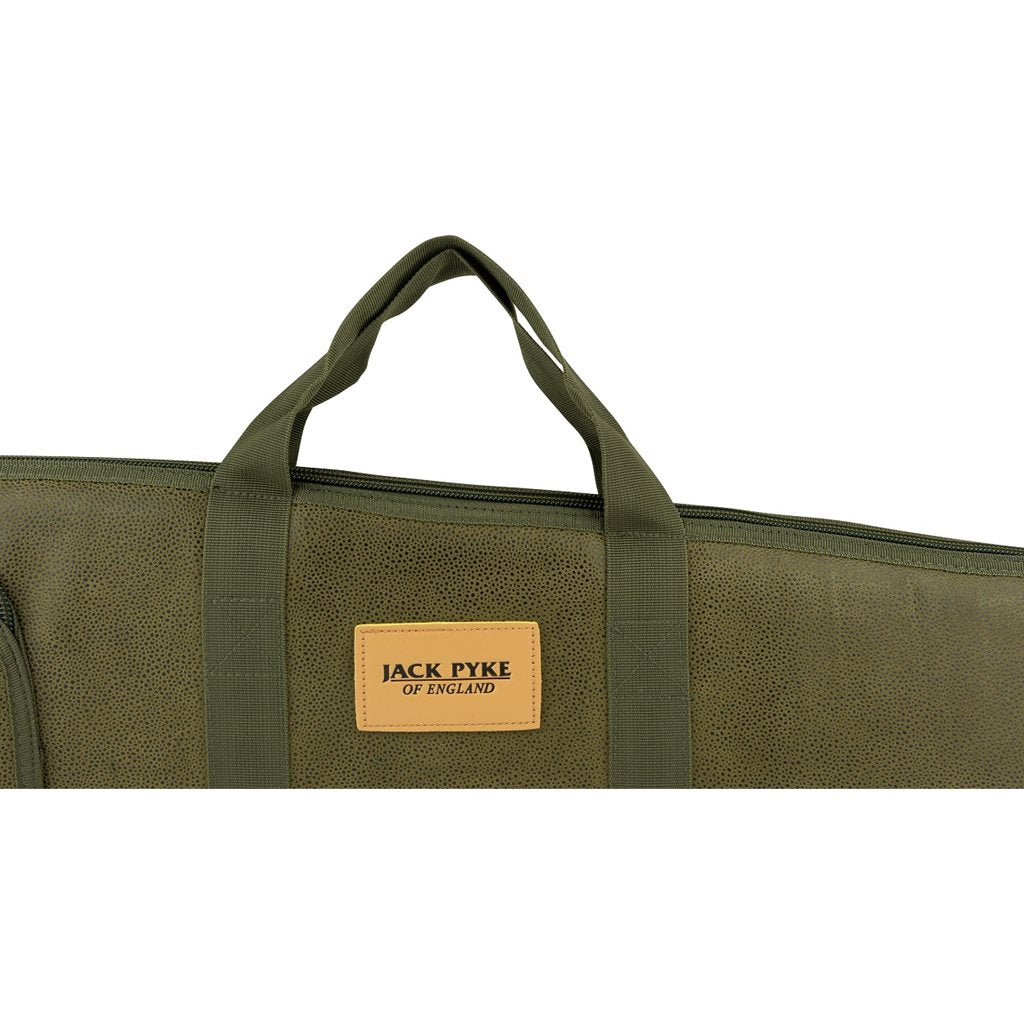Funda para escopeta SHOTGUN Duotex verde con asa y detalles en cuero