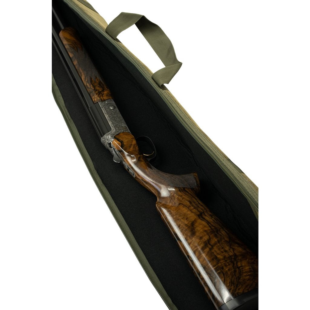Funda para escopeta SHOTGUN Duotex verde con asa y detalles en cuero