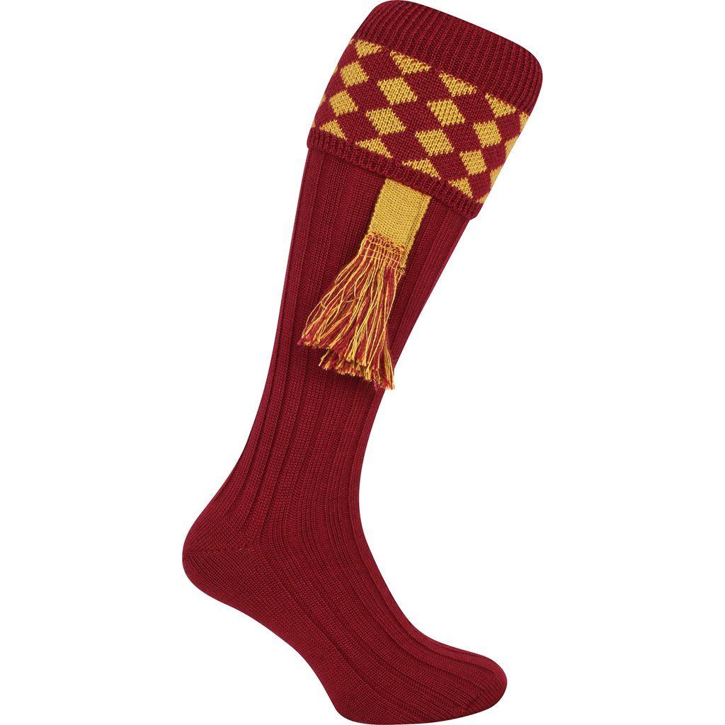 Calcetines hasta la rodilla SHOOTING rojo y amarillo a cuadros talla 8-11