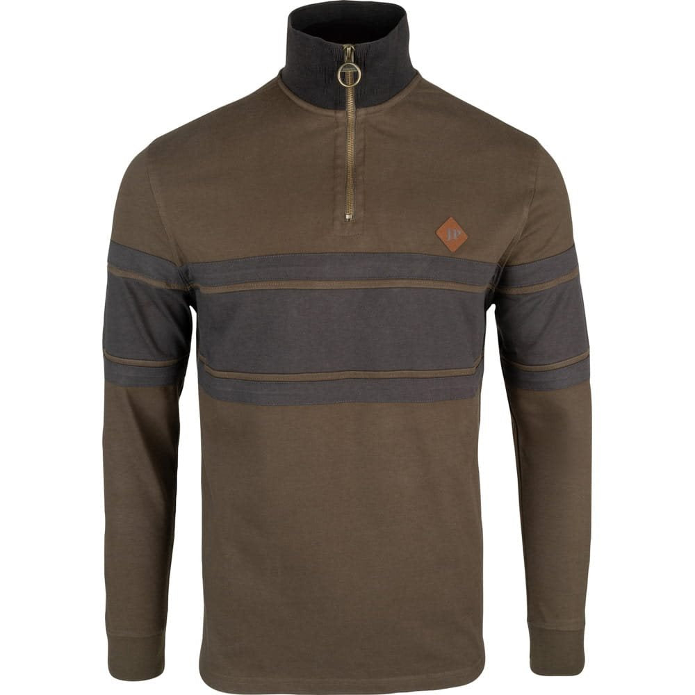 Sudadera half-zip verde con panel de contraste y puños elásticos